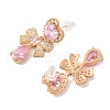 Bowknot Brass Micro Pave Cubic Zirconia Stud Earrings EJEW-A120-02-3