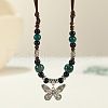 Ethnic Style Butterfly Alloy & Porcelain Beads Pendant Long Necklaces for Women FS-WG12891-14-1