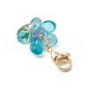 Glass Flower Pendant Decorations HJEW-MZ00206-06-4