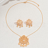 Elegant Middle Eastern Style Brass Micro Pave Cubic Zirconia Earrings & Necklaces Set for Women OC9048-1