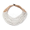 Bohemia Style Multi-strand Glass Seed Beaded Bib Necklaces for Women NJEW-G149-01D-2