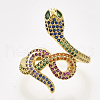 Brass Micro Pave Cubic Zirconia Cuff Rings RJEW-S044-048-2