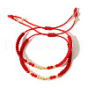 2pcs Bohemian Style Brass Round Beads Braided Bead Bracelets BG7605-2