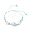 Adjustable Synthetical Turquoise & Porcelain & Natural Howlite Beaded Braided Bead Bracelets for Women BJEW-JB11707-2