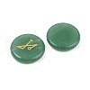 4Pcs 4 Styles Natural Green Aventurine Flat Round with Angels Symbol Display Decorations G-R007-01C-2