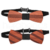 CHGCRAFT 2Pcs 2 Style Adjustable Wood Bow Ties AJEW-CA0004-01-1