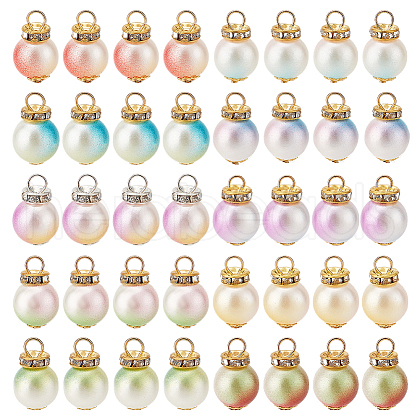   100Pcs 10 Colors Gradient Color ABS Plastic Imitation Pearl Pendants FIND-PH0023-54-1