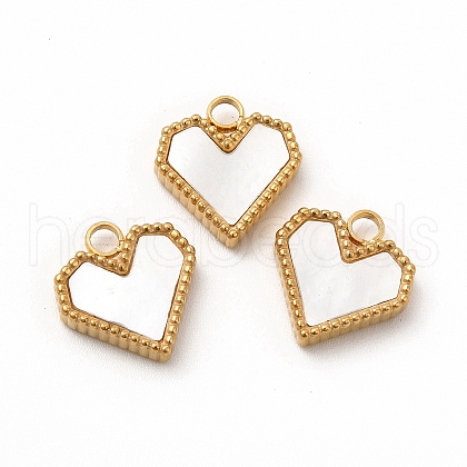 Vacuum Plating 304 Stainless Steel Heart Charms STAS-A076-07G-1