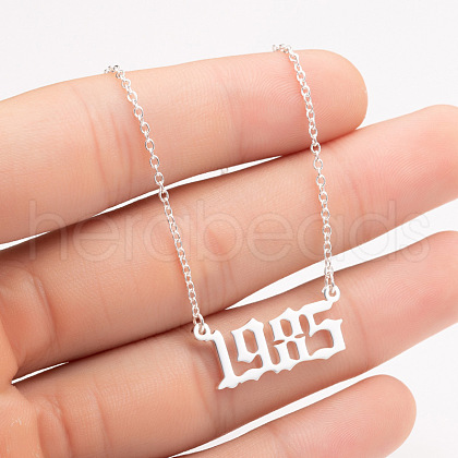 1985 Birth Year Number 201 Stainless Steel Pendant Cable Chain Necklaces FS-WGB5F08-79-1