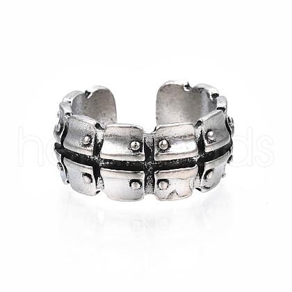 Chunky Square Alloy Open Cuff Ring for Men Women RJEW-T009-44AS-1