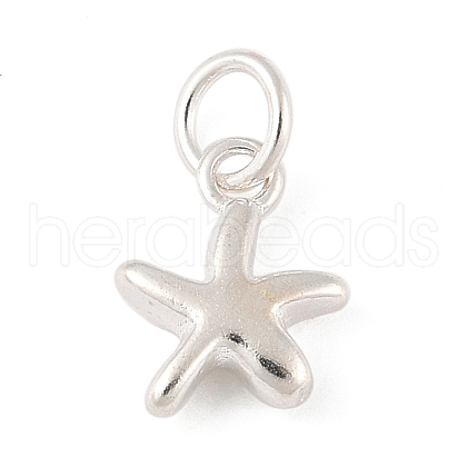 925 Sterling Silver Starfish Charms with Jump Rings STER-R013-01S-1