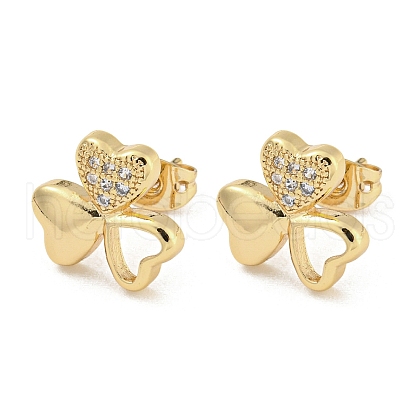 Brass Micro Pave Cubic Zirconia Ear Studs EJEW-P261-28D-G-1