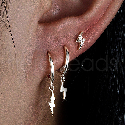 3Pcs S925 Sterling Silver Lightning Bolt Earring Sets ZH5112-2-1
