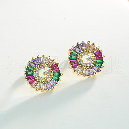Brass Colorful Cubic Zirconia Stud Earrings WG39B88-07-1