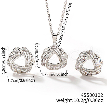 Chic Geometric Brass Rhinestones Stud Earrings & Necklaces for Woemn RP4250-2-1