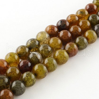 Dyed Natural Dragon Veins Agate Round Bead Strands G-R342-6mm-08-1
