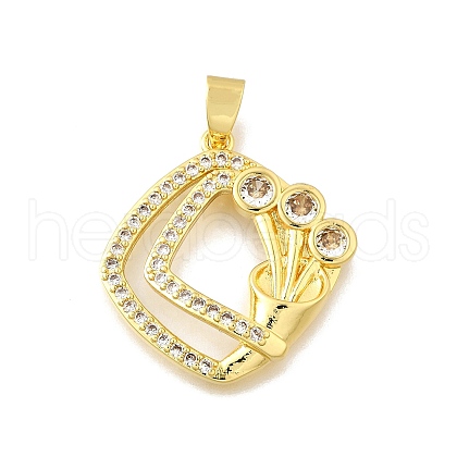 Brass Micro Pave Cubic Zirconia Pendants KK-Z104-13G-1