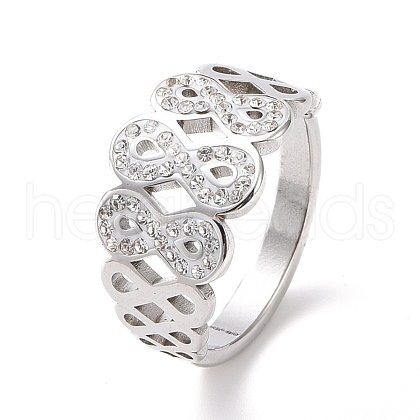 Crystal Rhinestone Infinity Finger Ring RJEW-D120-10B-P-1