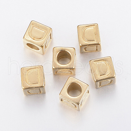 304 Stainless Steel Large Hole Letter European Beads STAS-H428-01G-D-1