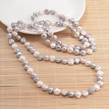 Mother's Day Jewellery Natural Pearl Nuggets Beaded Necklace NJEW-P126-B-01B-01-1