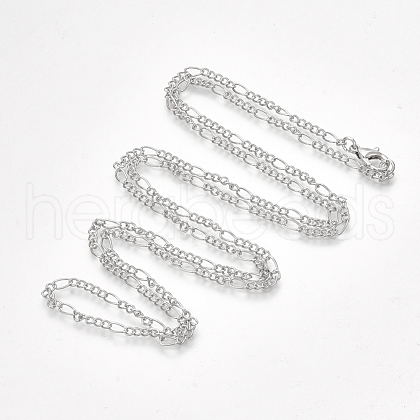 Brass Coated Iron Figaro Chain Necklace Making MAK-T006-03P-1