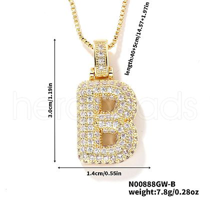 Elegant Brass Micro Pave Clear Cubic Zirconia 3D Initial Necklaces DV4415-2-1
