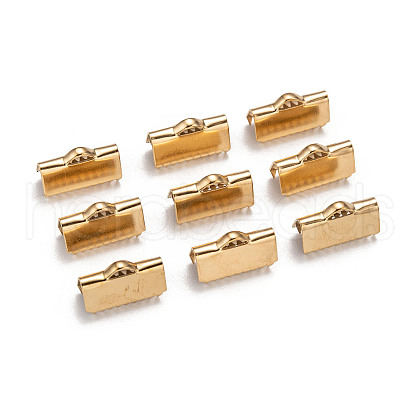 Ion Plating(IP) 304 Stainless Steel Ribbon Crimp Ends X-STAS-F098-04-1