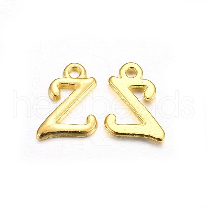 Golden Plated Alloy Letter Pendants PALLOY-J718-01G-Z-1