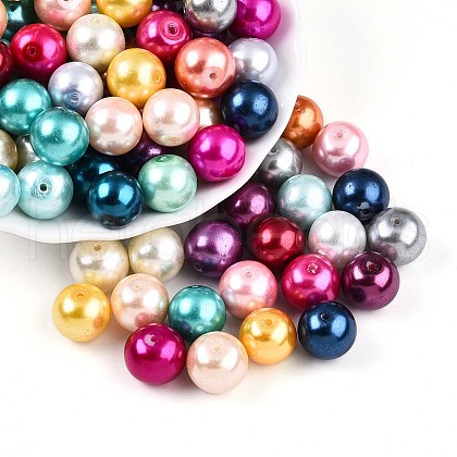 Baking Painted Pearlized Glass Pearl Beads X1-HY-Q003-12mm-M01-1
