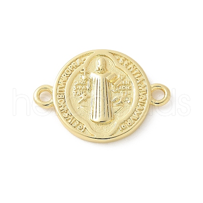 Brass Saint Benedict Medal Connector Charms KK-P294-01G-1