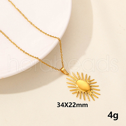 Vintage Stainless Steel Sun Pendant Necklaces ZQ4868-10-1