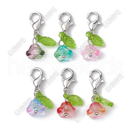 30Pcs 6 Styles Flower & Leaf Acrylic Pendant Decorations HJEW-JM01364-02-S-1-1