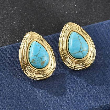 201 Stainless Steel Teardrop Stud Earrings EJEW-P304-08G-1