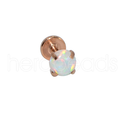 304 Stainless Steel White Synthetic Opal Internally Threaded Labrets For Women Men WGF4990-67-1