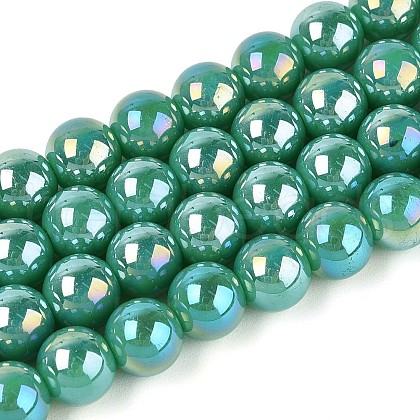 Electroplate Opaque Glass Beads Strands GLAA-T032-P8mm-AB12A-1