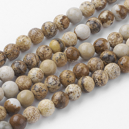 Natural Picture Jasper Bead Strands G-G735-16-4mm-1