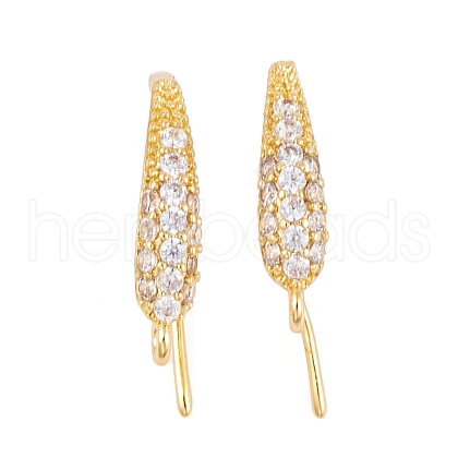 Rack Plating Brass Cubic Zirconia Earring Hooks KK-S374-05G-08-1