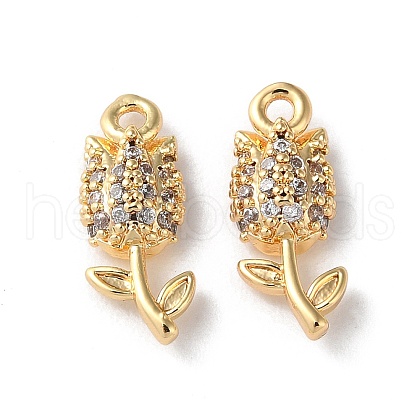 Rack Plating Brass Cubic Zirconia Pendants KK-M264-04G-1
