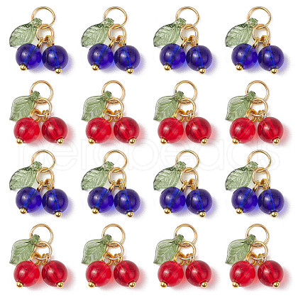 16Pcs Glass Pendants PALLOY-JF03188-1
