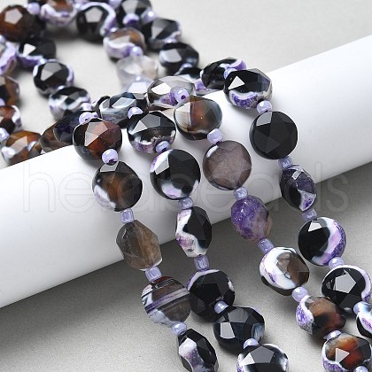 Natural Fire Crackle Agate Beads Strands G-C116-A86-01B-1