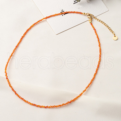 Orange Cubic Zirconia Faceted Round Beaded Necklaces GJ4349-2-1