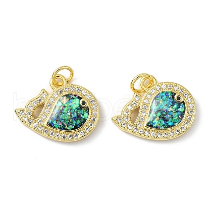 Brass Micro Pave Cubic Zirconia Pendants KK-A197-12G-1