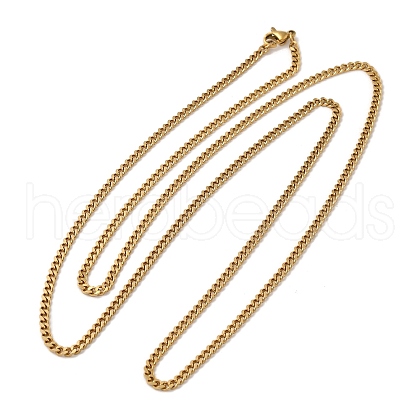 Ion Plating(IP) 304 Stainless Steel Curb Chain Necklaces NJEW-D065-01G-1