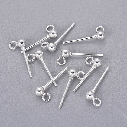 304 Stainless Steel Ball Stud Earrings Findings STAS-P227-17S-1