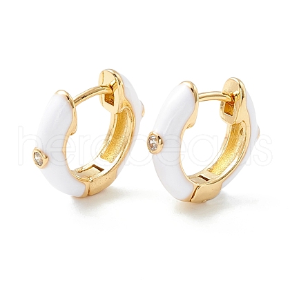 Clear Cubic Zirconia Chunky Hinged Hoop Earrings with Enamel EJEW-P196-20G-01-1