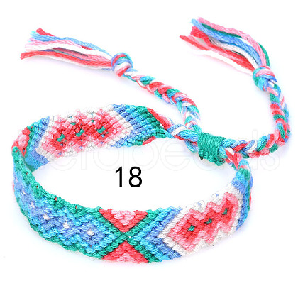 Cotton Braided Rhombus Pattern Cord Bracelet FIND-PW0013-003A-18-1