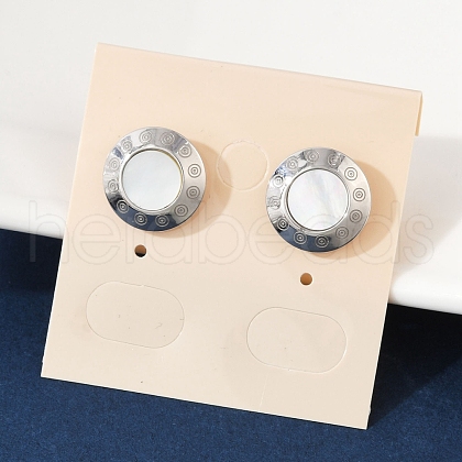 304 Stainless Steel Natural Shell Stud Earrings EJEW-Z089-23P-1