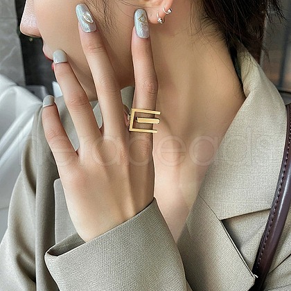 304 Stainless Steel Finger Rings for Women RJEW-A070-01G-1