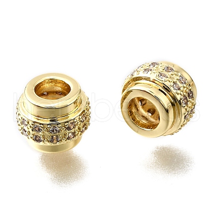 Brass Micro Pave Clear Cubic Zirconia Beads KK-V011-60G-1