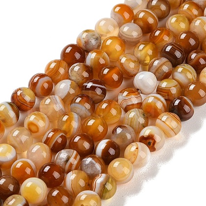Natural Striped Agate/Banded Agate Beads Strands G-Z060-A01-A09-1